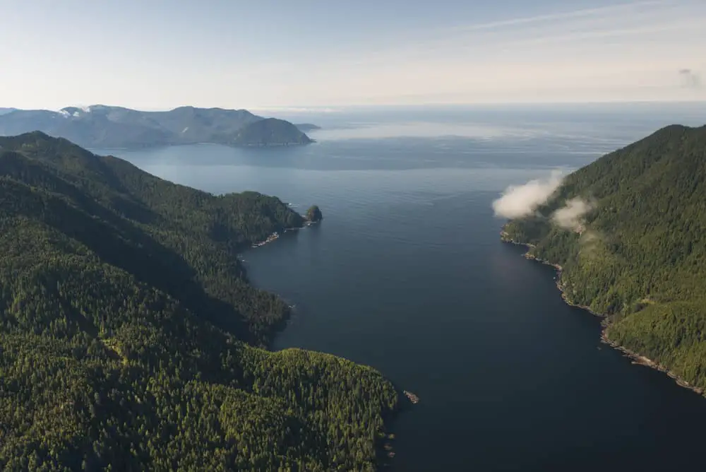 This is an aerial view of Graham Island in British Columbia.