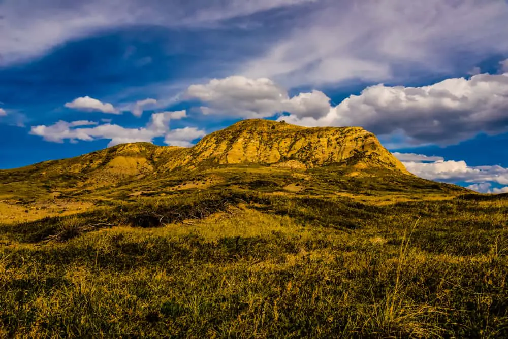 This is a view of the Grasslands National Park in Saskatchewan, Canada.