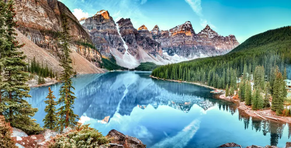 This is a view of Moraine Lake inside Banff National Park, Alberta, Canada.