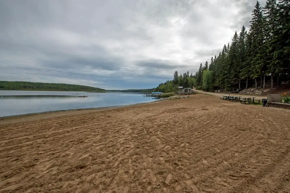 This is the beach of Barrier Lake inside Saskatchawan.