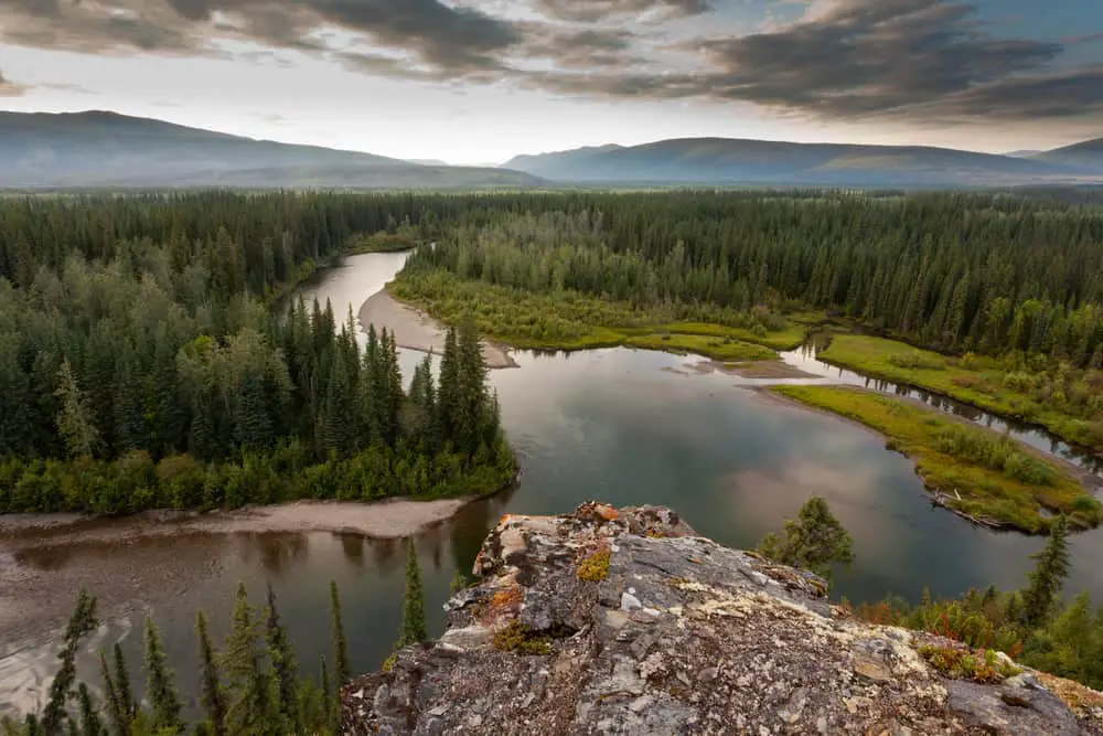 Boreal forest flanking the  McQuesten River valley in central Yukon Territory, Canada.
