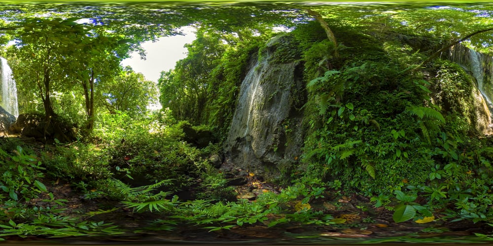 A small waterfalls inside the tropical forest.