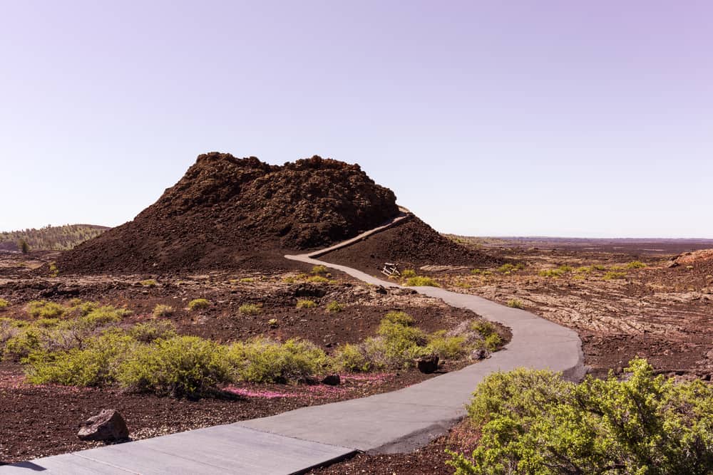 This is a view of the Spatter Cone trail in Craters of the Moon National Monument in Idaho.
