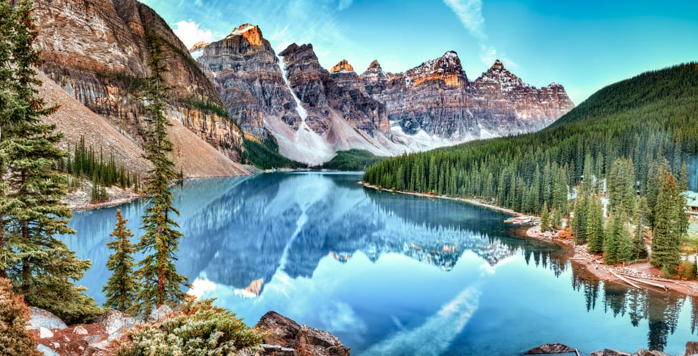 This is a view of Moraine Lake inside Banff National Park, Alberta, Canada.