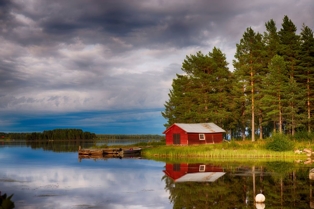 A beautiful lake in Sweden with cloud's reflection.