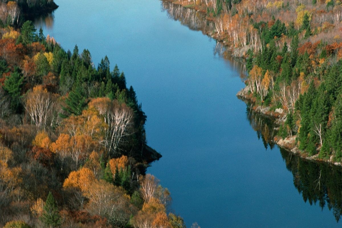A breathtaking top-view of Snakeskin lake Ontario.